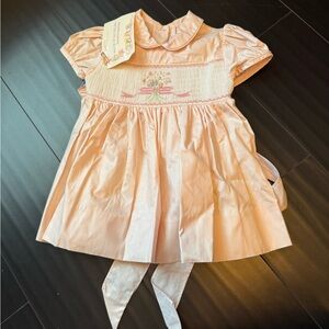 Gorgeous heirloom smocked house of hatten baby girl pink dress size 12mo NEW